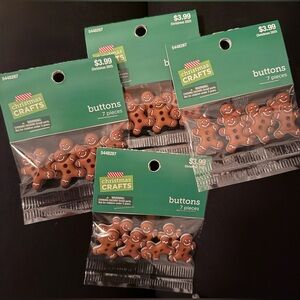 Gingerbread Man Buttons Set of 4